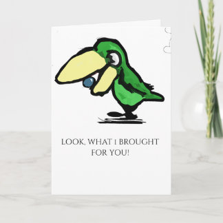 Grüner Vogel mit Blaubeere Karte