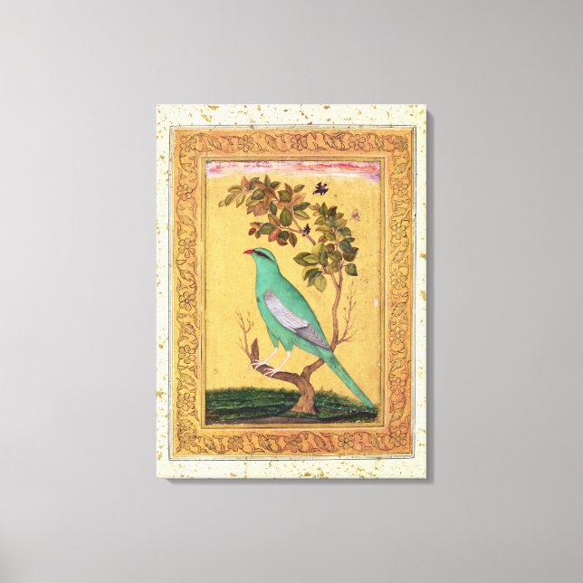 Grüner Vogel, Mughal (Gouache auf Papier) Leinwanddruck (Vorderseite)