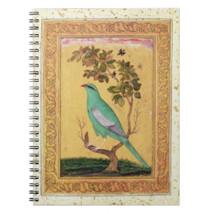 Grüner Vogel, Mughal (Gouache auf Papier) Notizblock