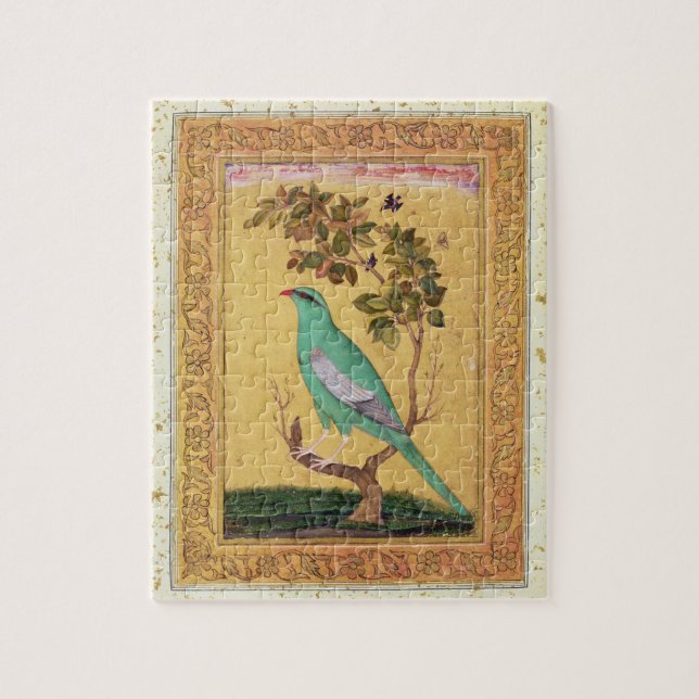 Grüner Vogel, Mughal (Gouache auf Papier) Puzzle (Vertikal)