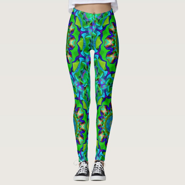 Grüner Wahnsinn Leggings (Vorderseite)