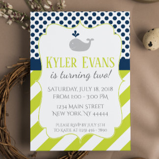 Grüner Wal zum Geburtstag Einladung