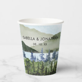 Grüner Wald im Wasser Hochzeit im Freien Pappbecher