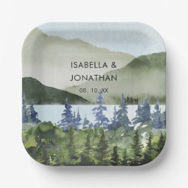 Grüner Wald im Wasser Hochzeit im Freien Pappteller
