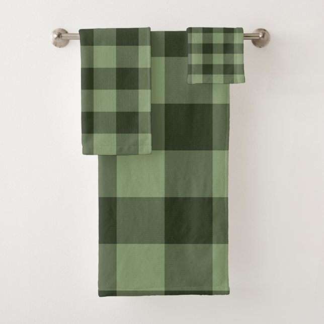 Grüner Wald Karierte Quadrate Karo Badhandtuch Set (Insitu)