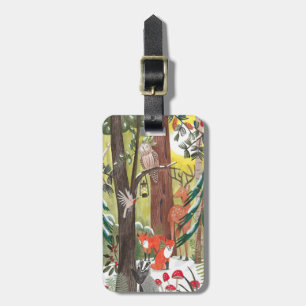 Grüner Wald mit Waldtieren Gepäckanhänger