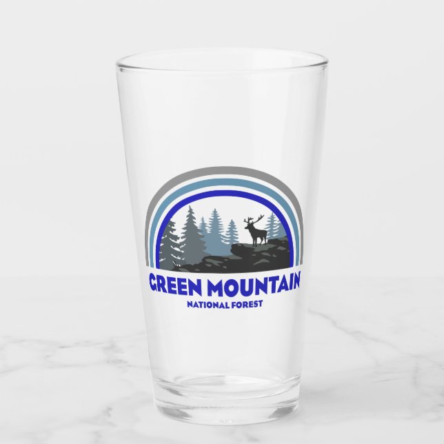 Grüner Wald Regenbogen Hirsch Glas (Vorderseite)