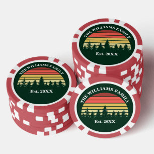 Grüner Waldsonnenuntergang Benutzerdefinierte Fami Pokerchips