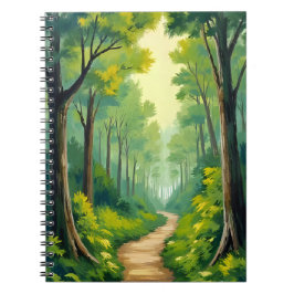 Grüner Waldweg | Üppige Natur Aquarell Gemalt Notizblock