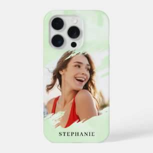Grüner Wasserfarben-Wash-Personalisiertes Foto mit iPhone 15 Pro Hülle