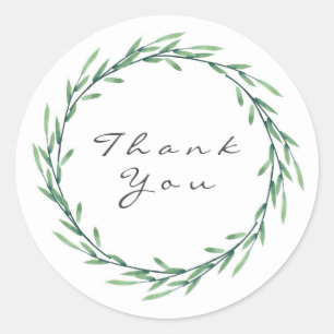 Grüner Watercolor-BlätterWreath Runder Aufkleber