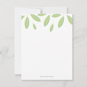 Grüner Watercolor verlässt personalisiertes Mitteilungskarte