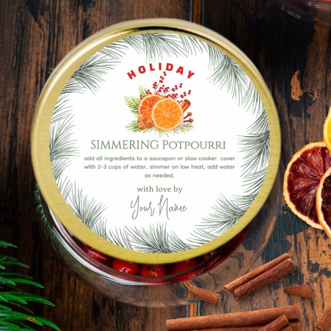 Grüner Weihnachts-Simmering-Potpourri für den Herd Runder Aufkleber (Von Creator hochgeladen)