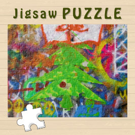 Grüner Weihnachtsbaum auf einer Graffiti-Mauer - Puzzle