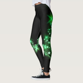 Grüner Weihnachtsbaum auf Schwarzem Leggings