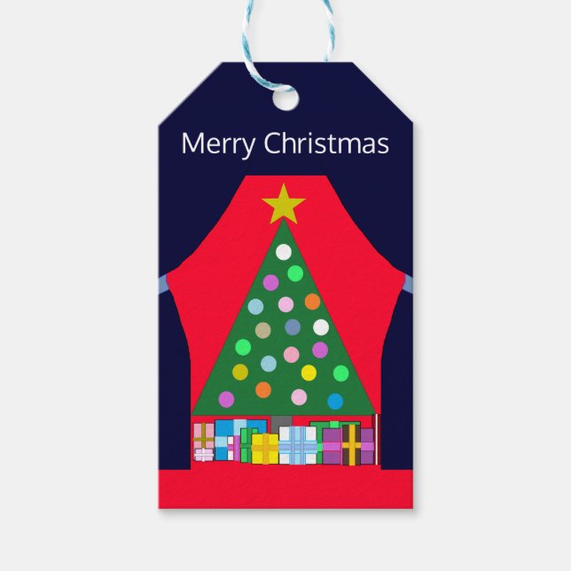 Grüner Weihnachtsbaum & Blue Drapes: Geschenkanhänger (Vorderseite)