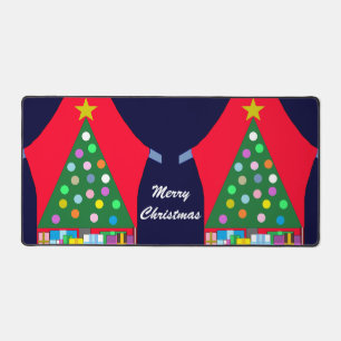 Grüner Weihnachtsbaum & Blue Drapes: Schreibtischunterlage