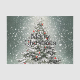 Grüner Weihnachtsbaum Bunte Ornamente Weißer Schne Seidenpapier