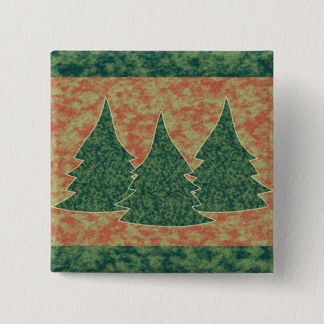 Grüner Weihnachtsbaum Button (Vorderseite)