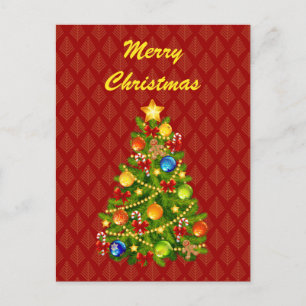 Grüner Weihnachtsbaum Feiertagspostkarte