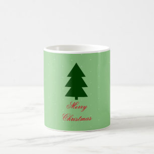 Grüner Weihnachtsbaum Frohe Weihnachtstypografie Kaffeetasse