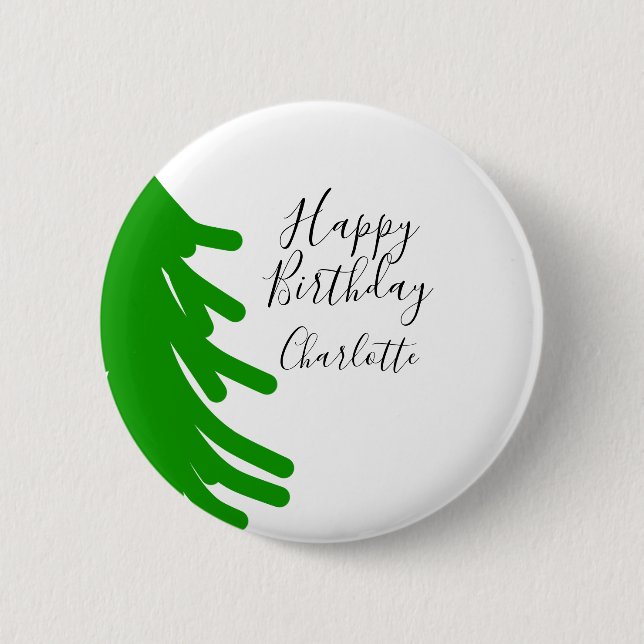 Grüner Weihnachtsbaum Frohen Geburtstag Dezember W Button (Vorderseite)