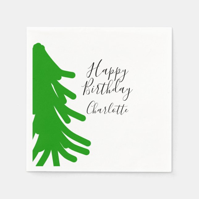 Grüner Weihnachtsbaum frohen Geburtstag Dezember W Serviette (Vorderseite)