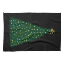 Grüner Weihnachtsbaum, goldene galoppierende Pferd