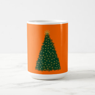 Grüner Weihnachtsbaum, goldene galoppierende Pferd Tasse