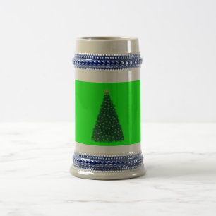 Grüner Weihnachtsbaum, goldene Laufpferde, Limon Bierglas