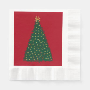 Grüner Weihnachtsbaum, Goldlaufende Pferde auf Ro Serviette