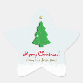 Grüner Weihnachtsbaum Minimalistisch Stern-Aufkleber