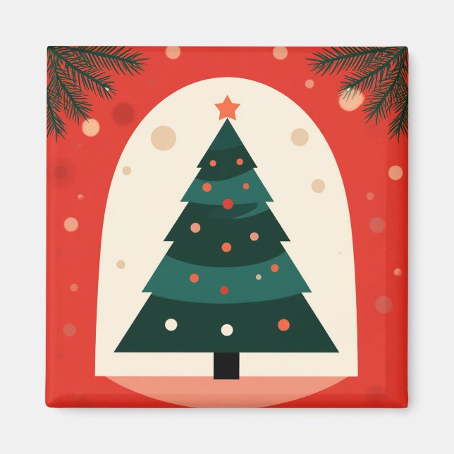 Grüner Weihnachtsbaum mit rotem Urlaub Magnet (Vorne)