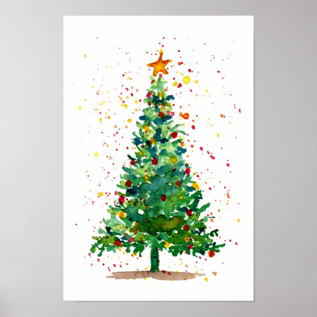 Grüner Weihnachtsbaum Poster (Vorne)