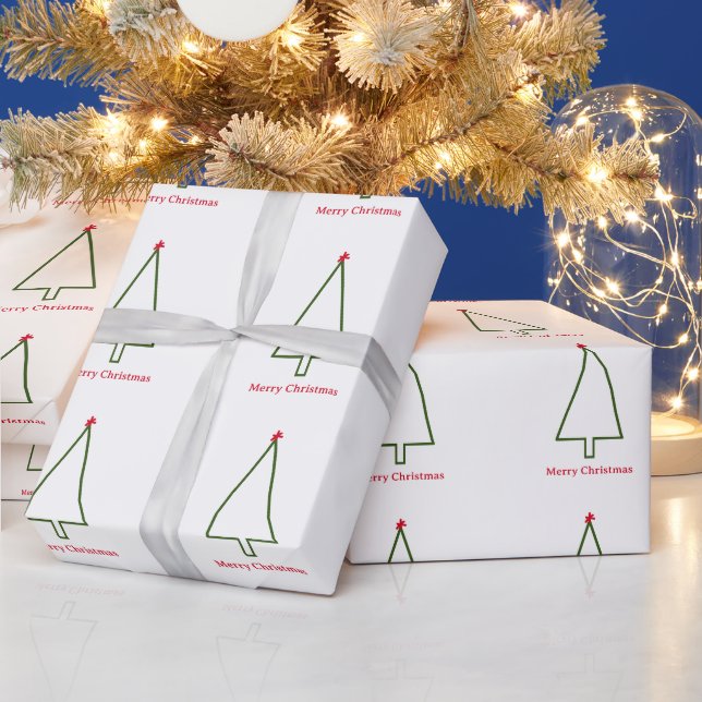 Grüner Weihnachtsbaum Roter Schneeflocken Einfache Geschenkpapier (Feiertage)