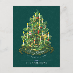 Grüner Weihnachtsbaum Rustikal Vintage Klassisch B Postkarte