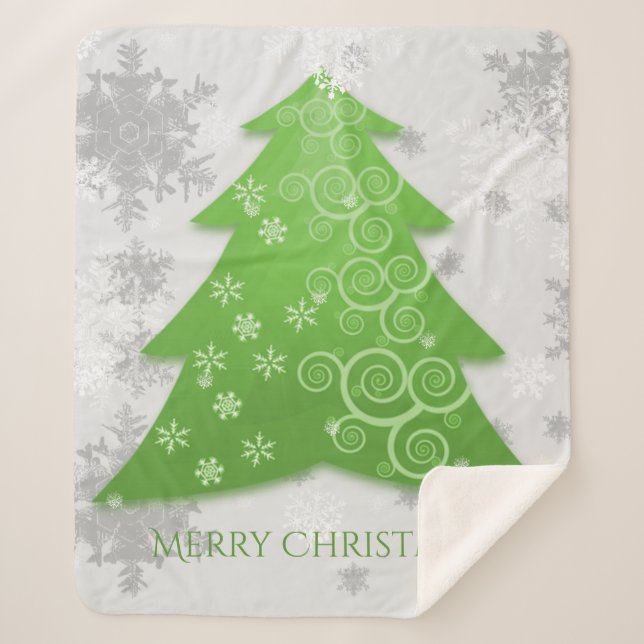 Grüner Weihnachtsbaum Sherpa Blanket Sherpadecke (Vorderseite)
