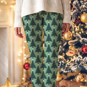 Grüner Weihnachtsbaum Sternenmuster Feiertag Leggings