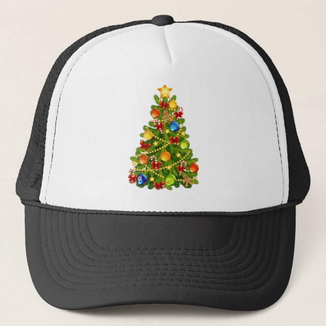 Grüner Weihnachtsbaum Truckerkappe (Vorderseite)