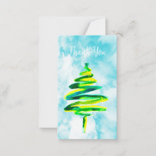 Grüner Weihnachtsbaum Wasserfarbe Notizkarte Mitteilungskarte