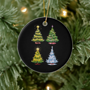 Grüner Weihnachtsbaum Weihnachtsferien Winter Keramik Ornament