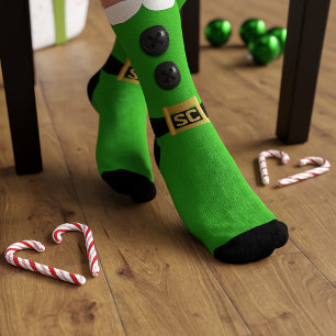 Grüner Weihnachtself Naughty und Nice Festive Sock Socken