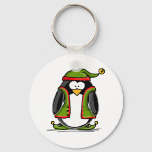 Grüner Weihnachtself Schlüsselanhänger