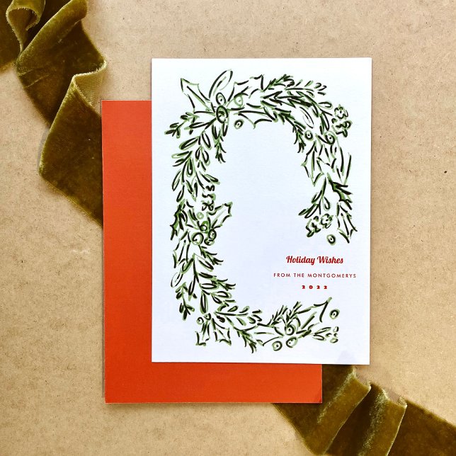 Grüner Weihnachtskranz Feiertagskarte (Von Creator hochgeladen)