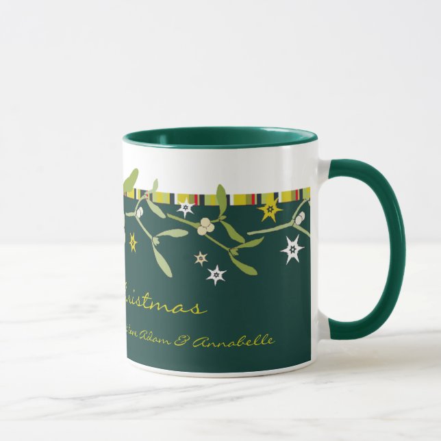 Grüner Weihnachtsmistelzweig danken Ihnen Tasse (Rechts)