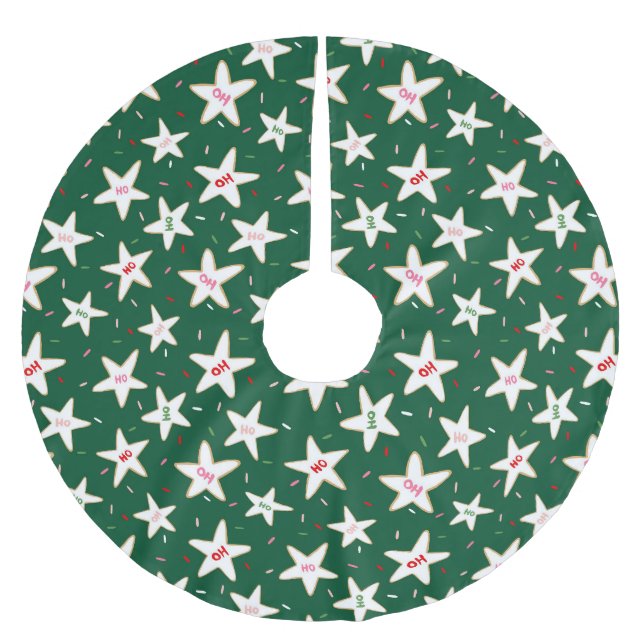 Grüner Weihnachtsstern-Keksteig Skirt Polyester Weihnachtsbaumdecke (Vorderseite)