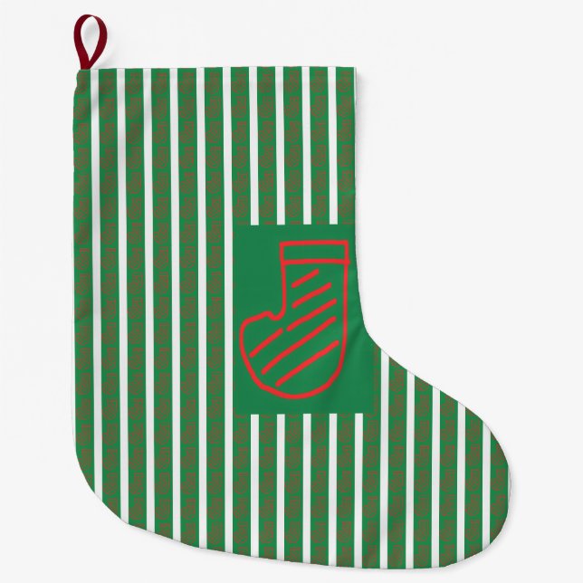 Grüner Weihnachtsstrumpf auf Grün Großer Weihnachtsstrumpf (Vorderseite)