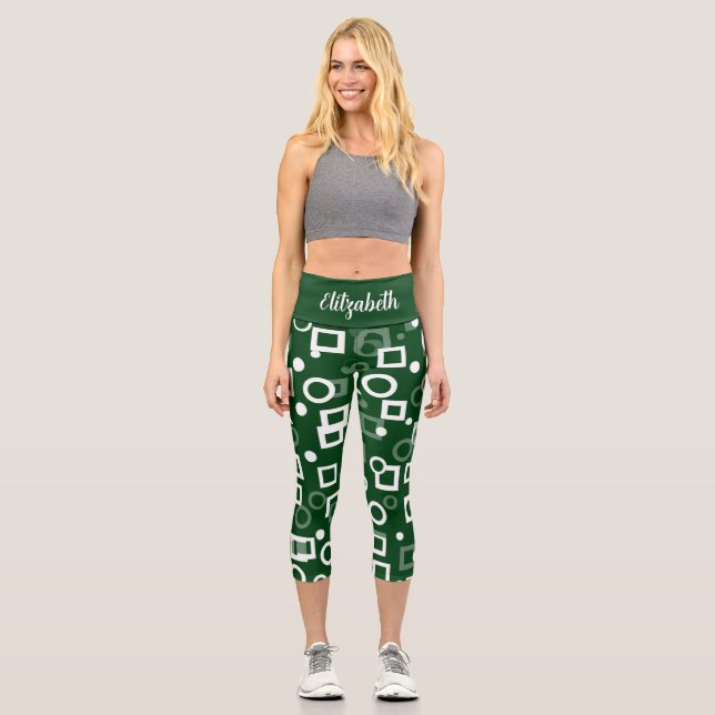 Grüner weißer Diamant Form Grüner weißer Diamantsc Capri Leggings (Vorderseite)