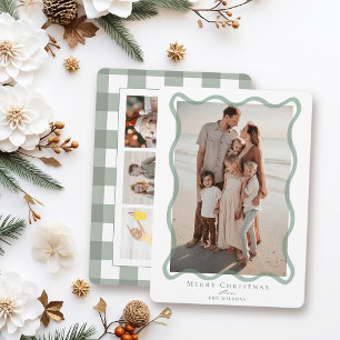 Grüner welliger Rahmen 4 Fotos Weihnachten