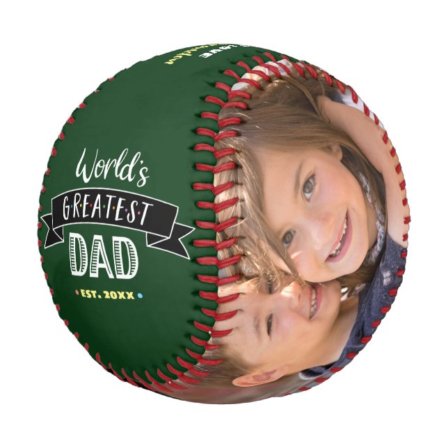 Grüner Weltbester Vater Moderne, kühne Typografie Baseball (Schrägansicht)